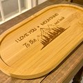 Engraved Bamboo Tray | “I Love You Mountains to the Moon and Back” | Mountain Decor Tray | Rustic Wood Catchall Gift