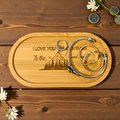 Engraved Bamboo Tray | “I Love You Mountains to the Moon and Back” | Mountain Decor Tray | Rustic Wood Catchall Gift
