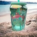 Sun Salt Sand Glass Can Cup | Beach Vibes Glass Tumbler with Straw | Summer Iced Coffee Cup | Tropical Drinkware | Coastal Gift