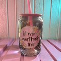 Let Me Overthink This Glass Can Cup | Funny Quote Glass Tumbler with Straw | Aesthetic Iced Coffee Cup | Gift for Overthinkers