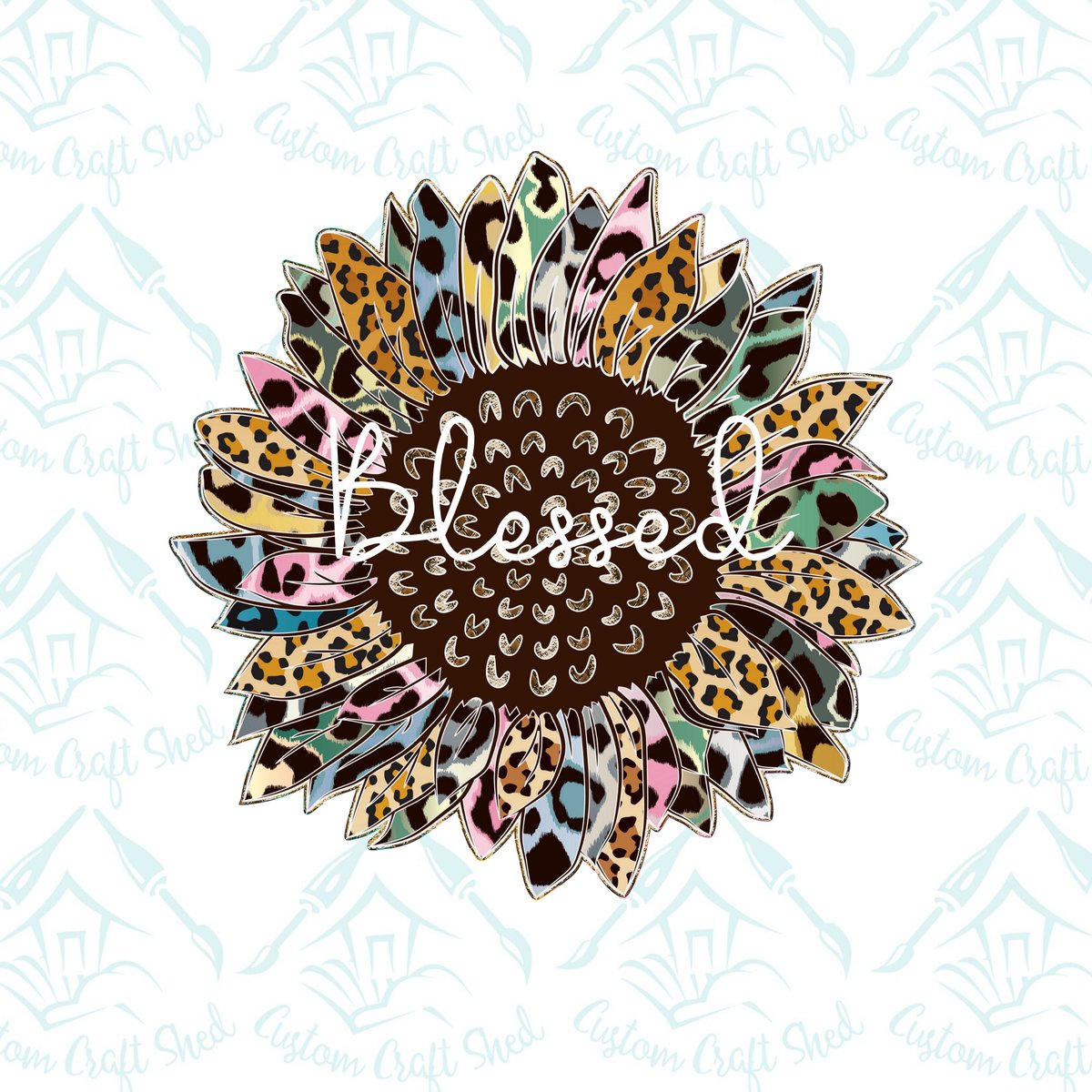 Blessed Multi Color Sunflower/Digital Designs/Sublimation/Leopard print/PNG/