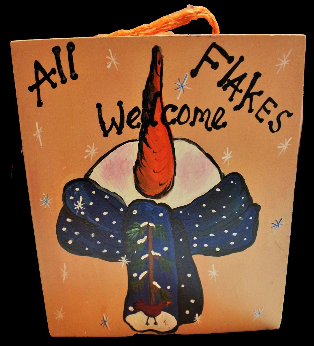 All Flakes Welcome Snowman Wood Sign Shelf Sitter
