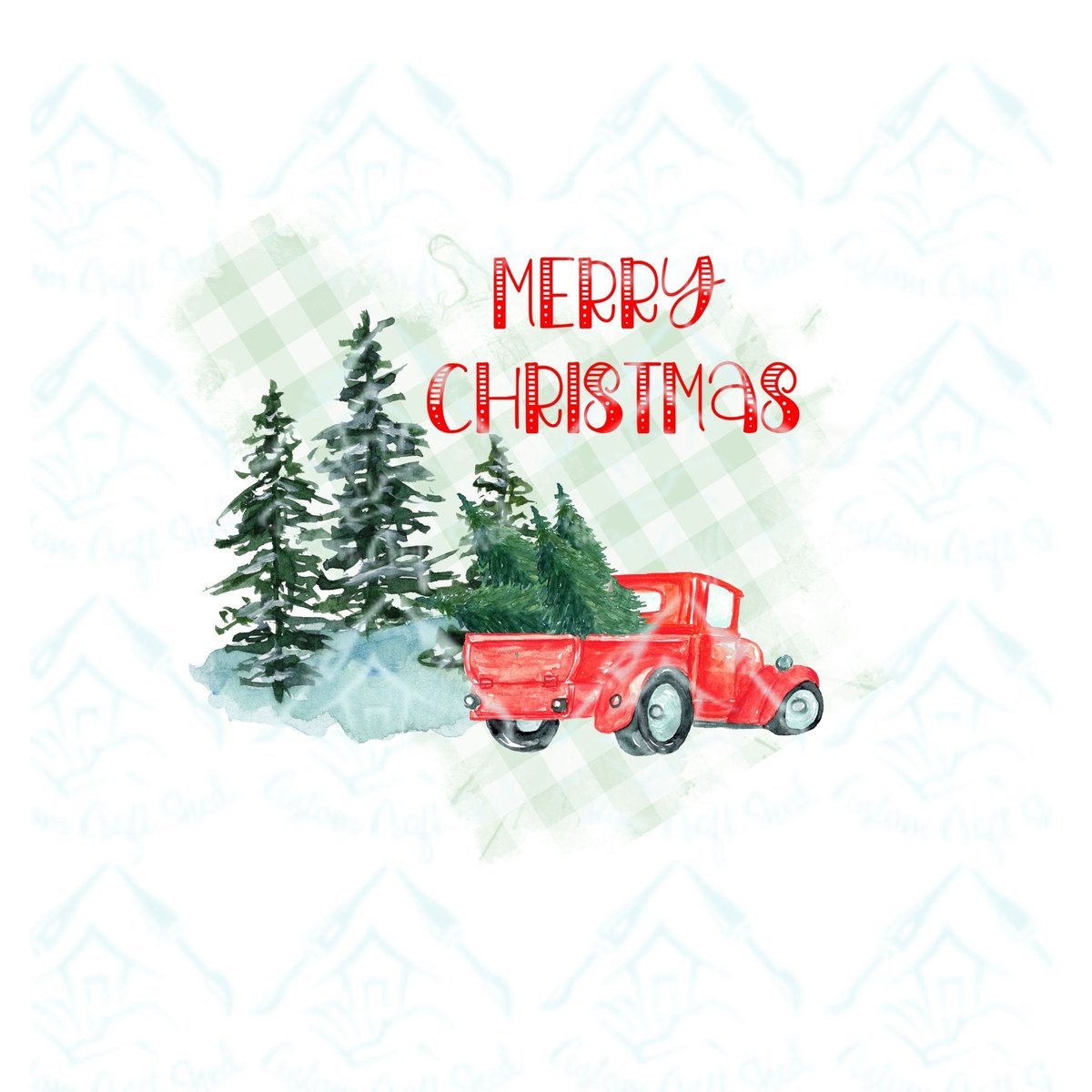 Merry Christmas Red Truck Scene/Digital Designs/Sublimation/PNG/