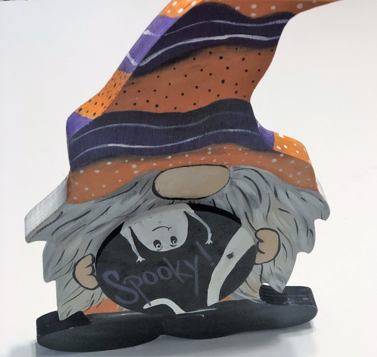 Spooky Gnome Halloween Wood Sign Shelf Sitter