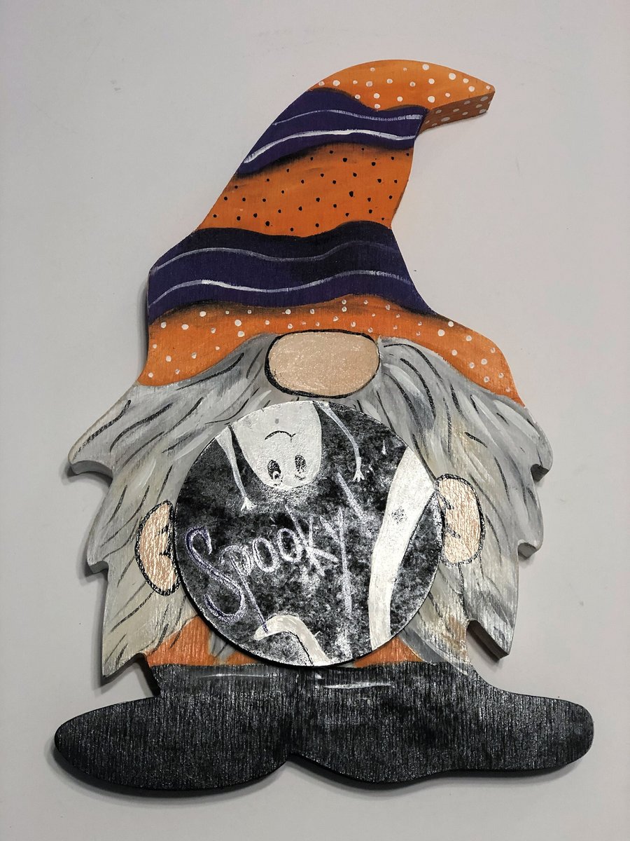 Spooky Gnome Halloween Wood Sign Shelf Sitter
