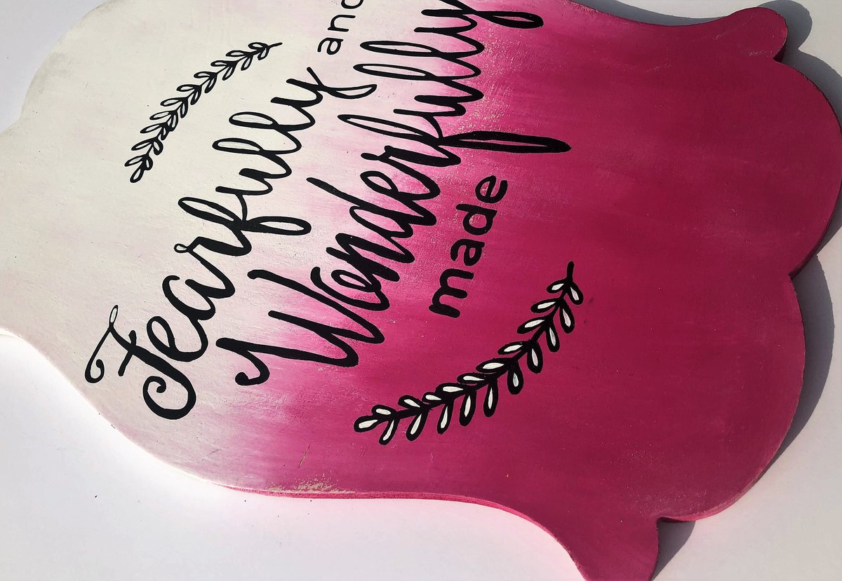 Fearfully and Wonderfully Made Wooden Door Hanger Sign