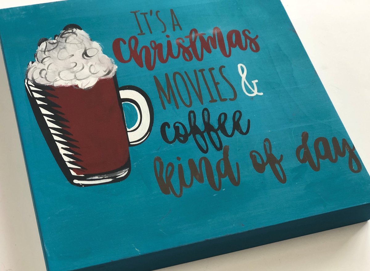 Christmas Movies & Coffee Kind of Day Wooden Sign Shelf Sitter