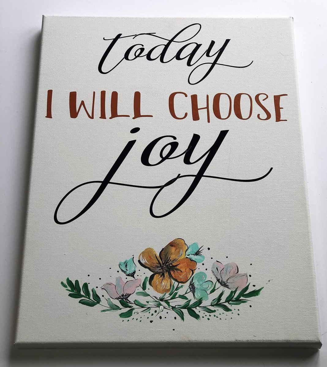 Today I Will Choose Joy Floral Stretched Painted Canvas Decor
