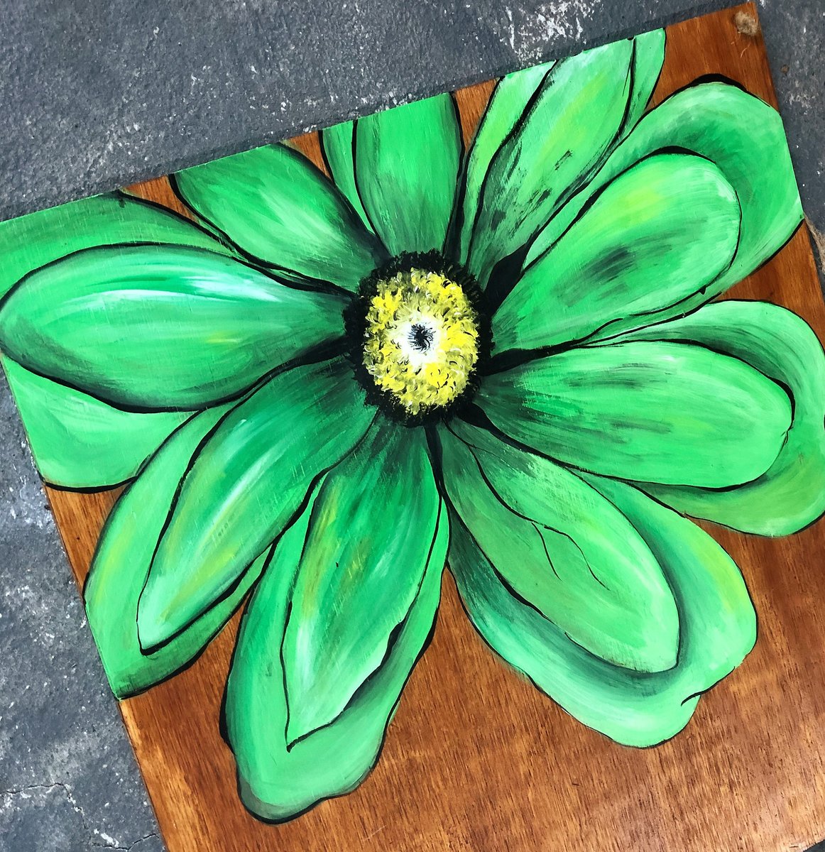 Green Flower Large Wooden Wall Decor