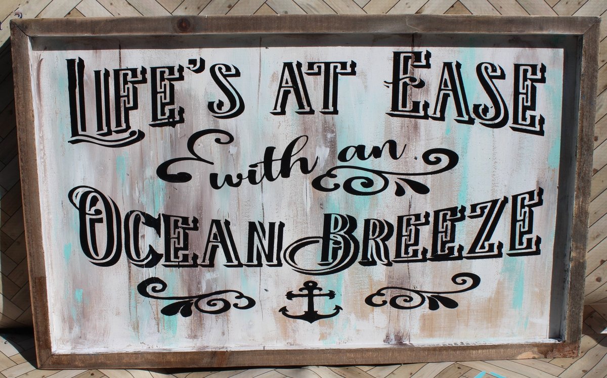 Life's At Ease With An Ocean Breeze Framed Wooden Sign Decor