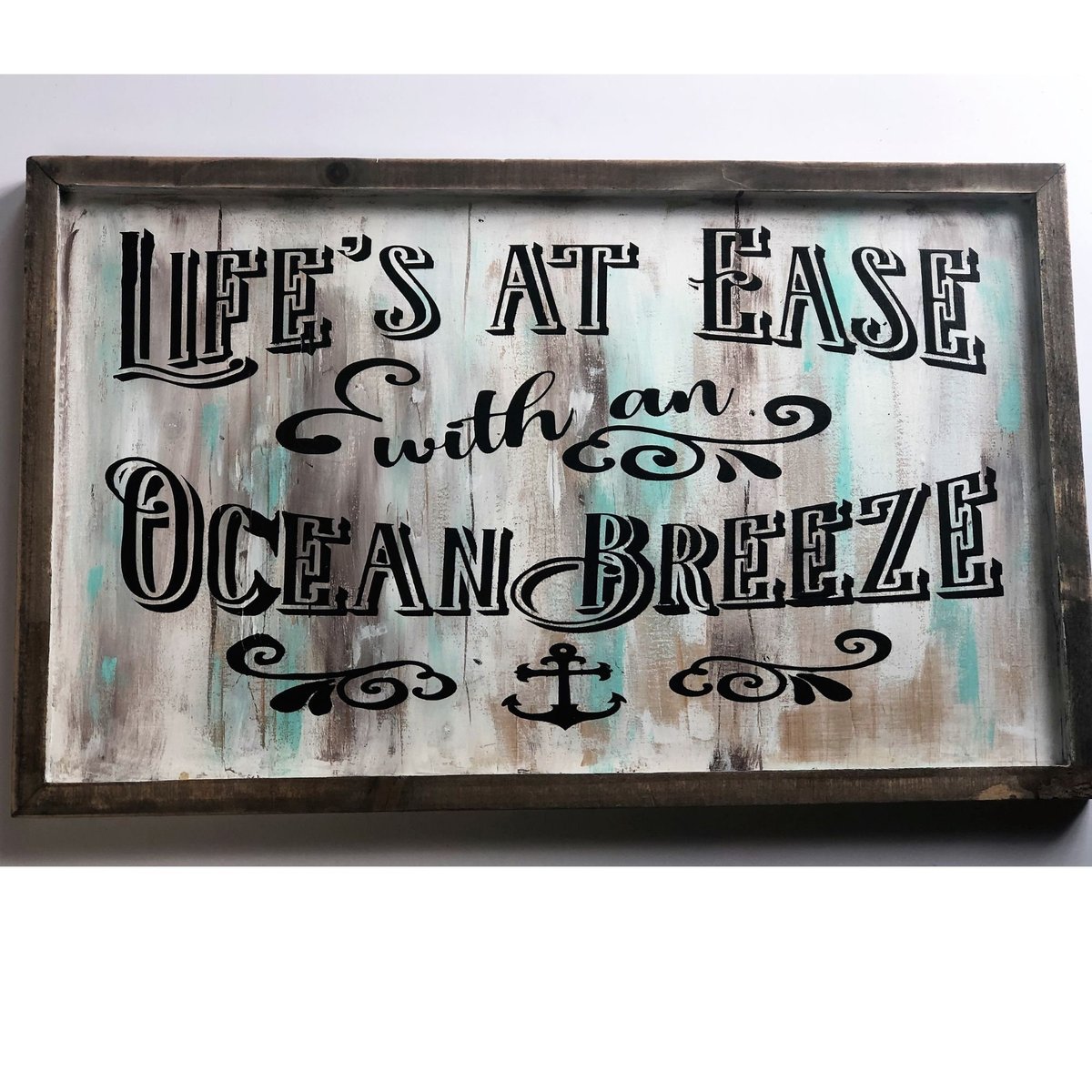 Life's At Ease With An Ocean Breeze Framed Wooden Sign Decor