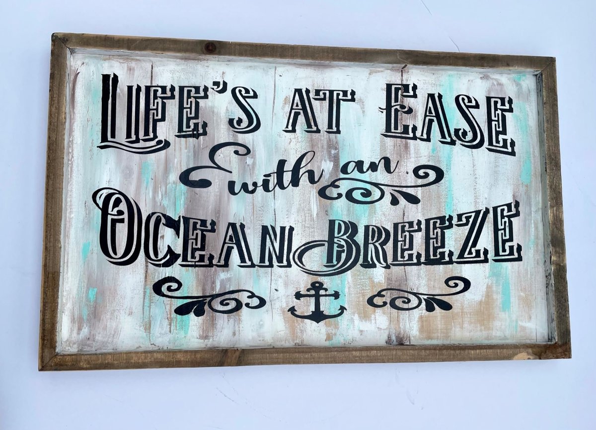 Life's At Ease With An Ocean Breeze Framed Wooden Sign Decor