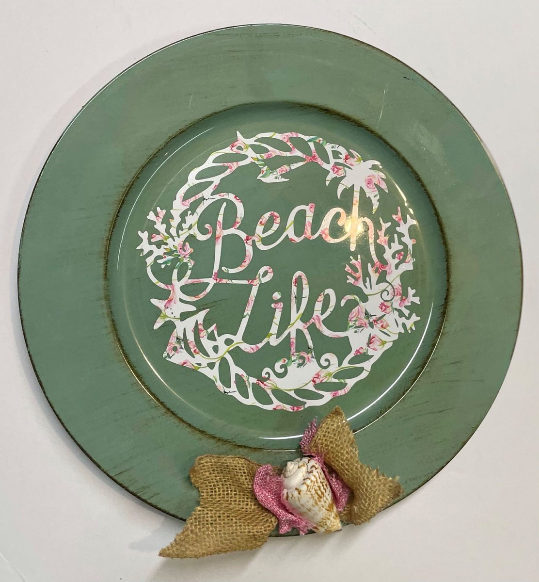 Beach Life Vinyl Charger Plate Decor