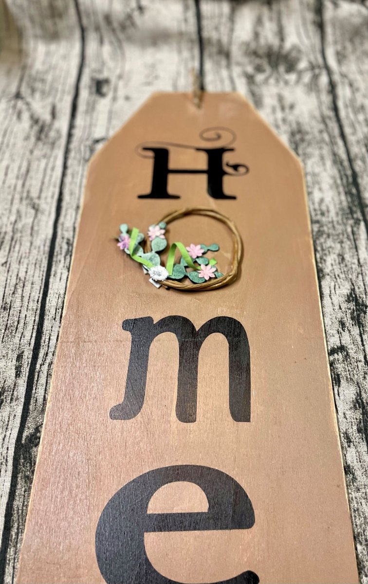 Home Floral Wreath Wooden Door Hanger Tag Sign