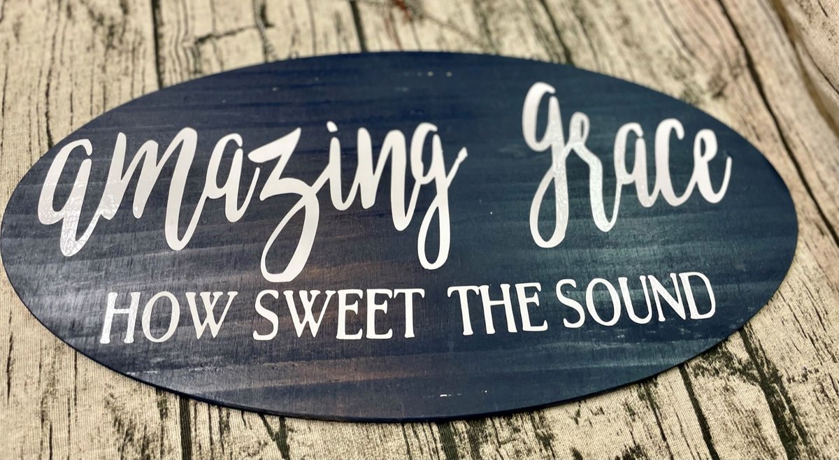 Amazing Grace Oval Wooden Sign with Chain