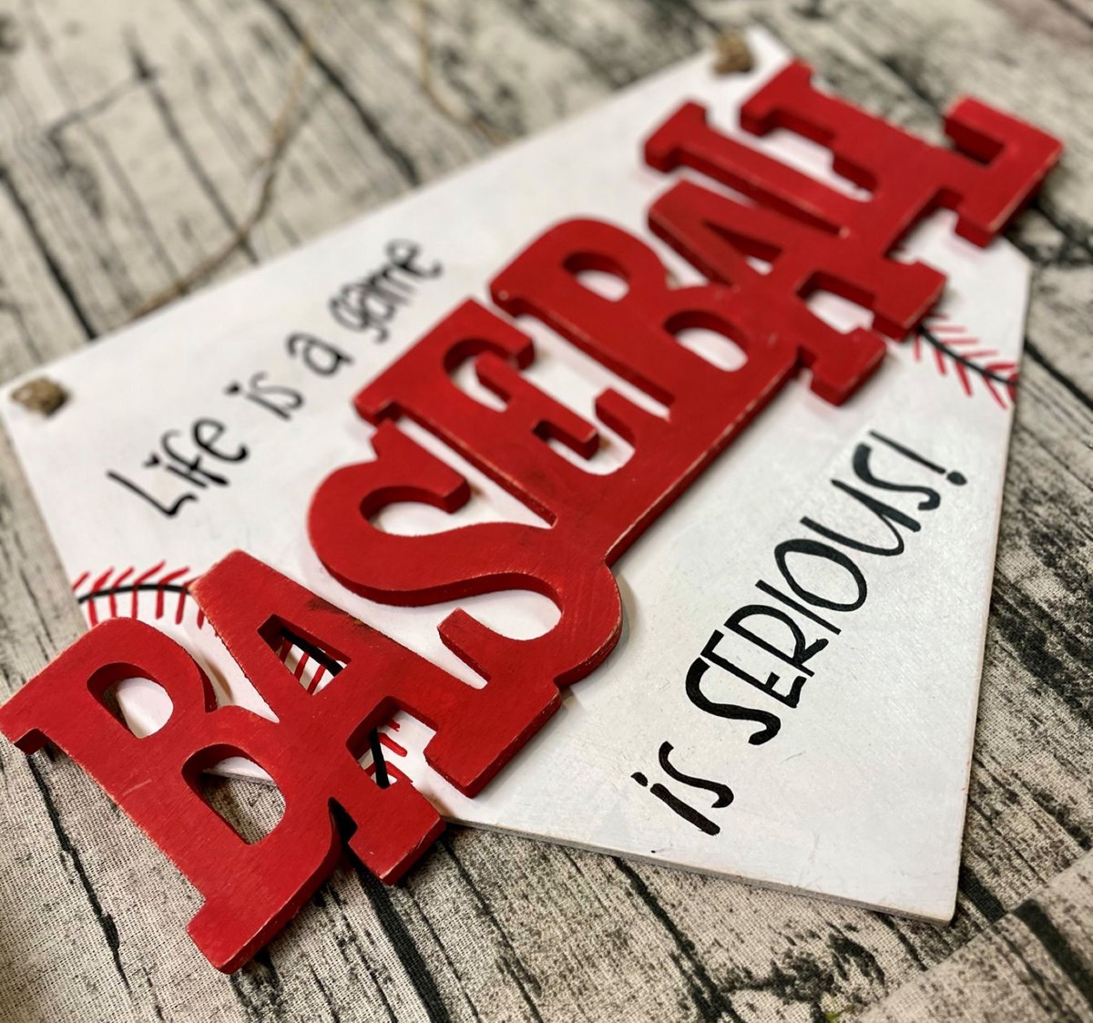 Life Is A Game Baseball Is Serious Wooden Home Plate Sports Decor
