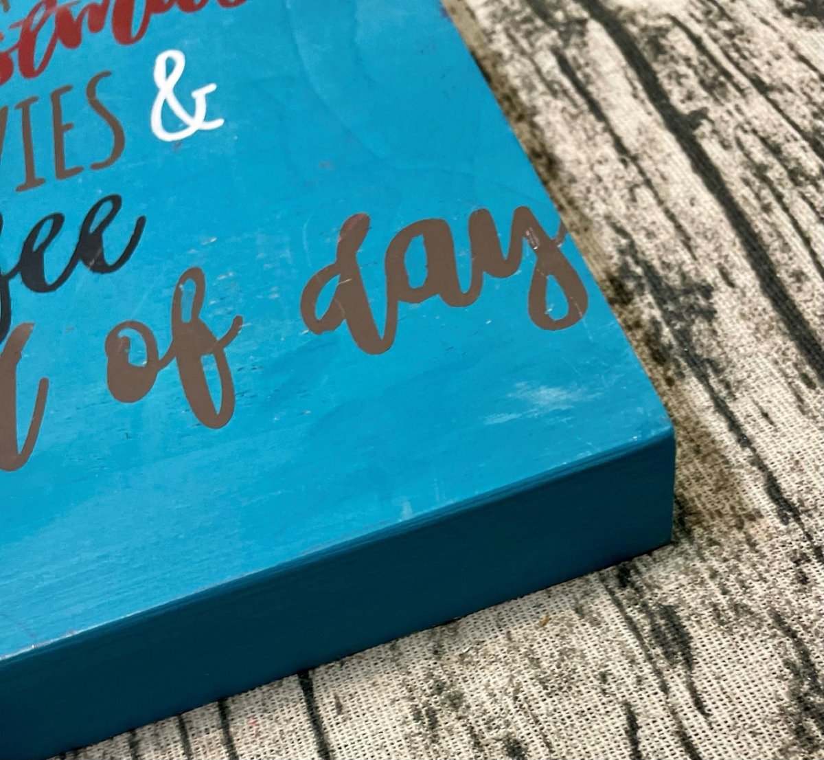 Christmas Movies & Coffee Kind of Day Wooden Sign Shelf Sitter