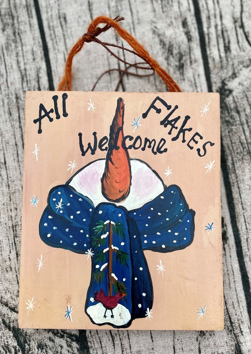 All Flakes Welcome Snowman Wood Sign Shelf Sitter