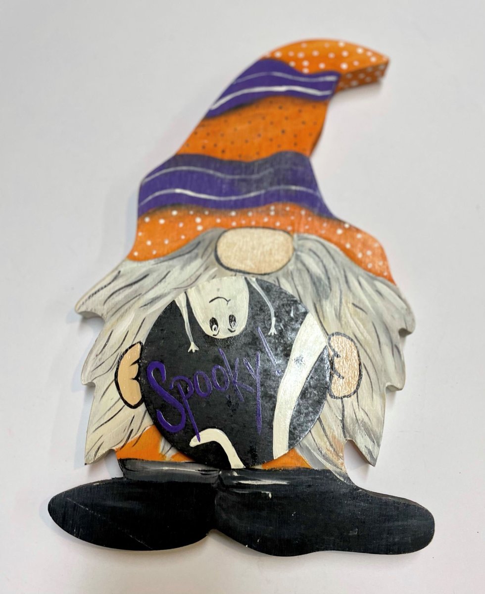Spooky Gnome Halloween Wood Sign Shelf Sitter