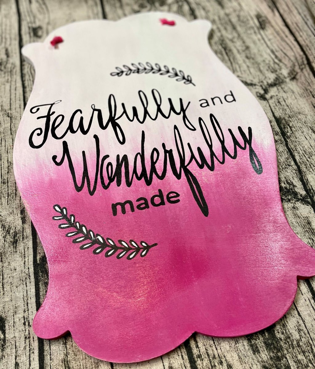 Fearfully and Wonderfully Made Wooden Door Hanger Sign