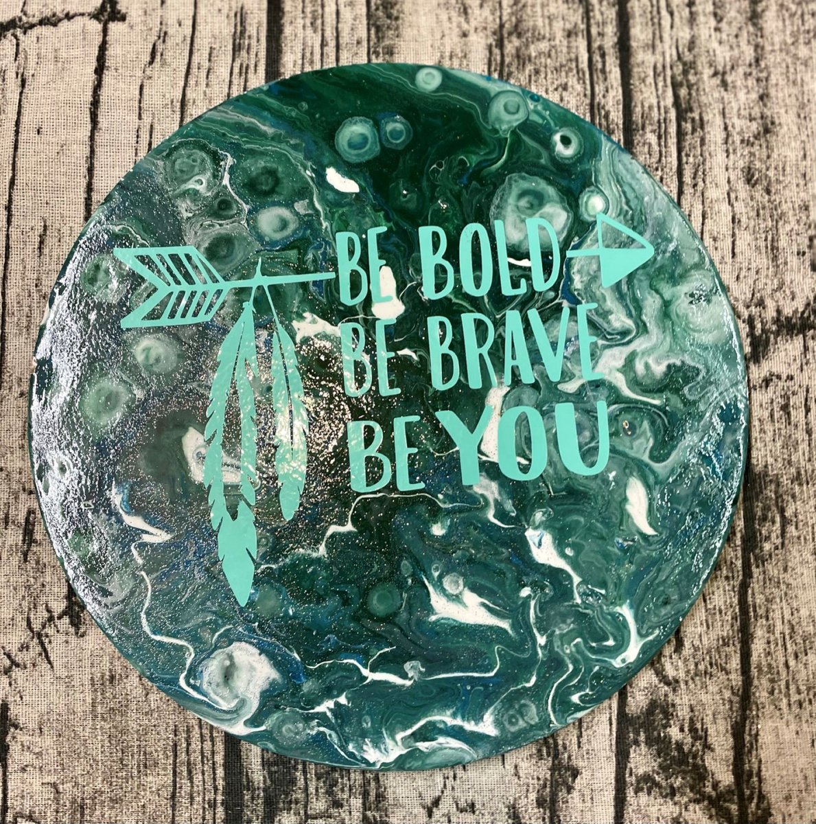 Be Bold Flow Painting Blue Green Circle