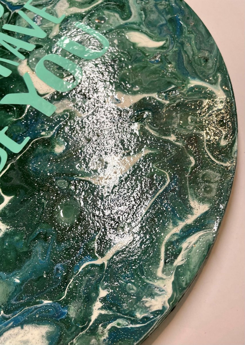 Be Bold Flow Painting Blue Green Circle