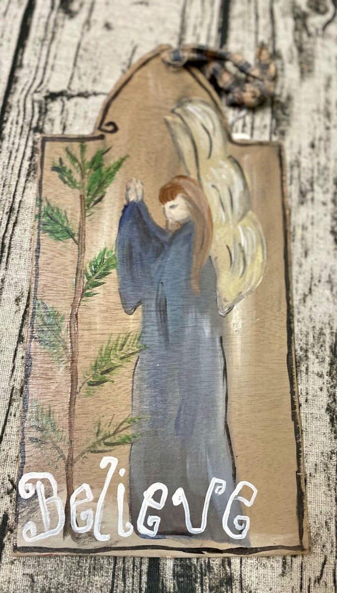 Angel Believe Wooden Painted Sign