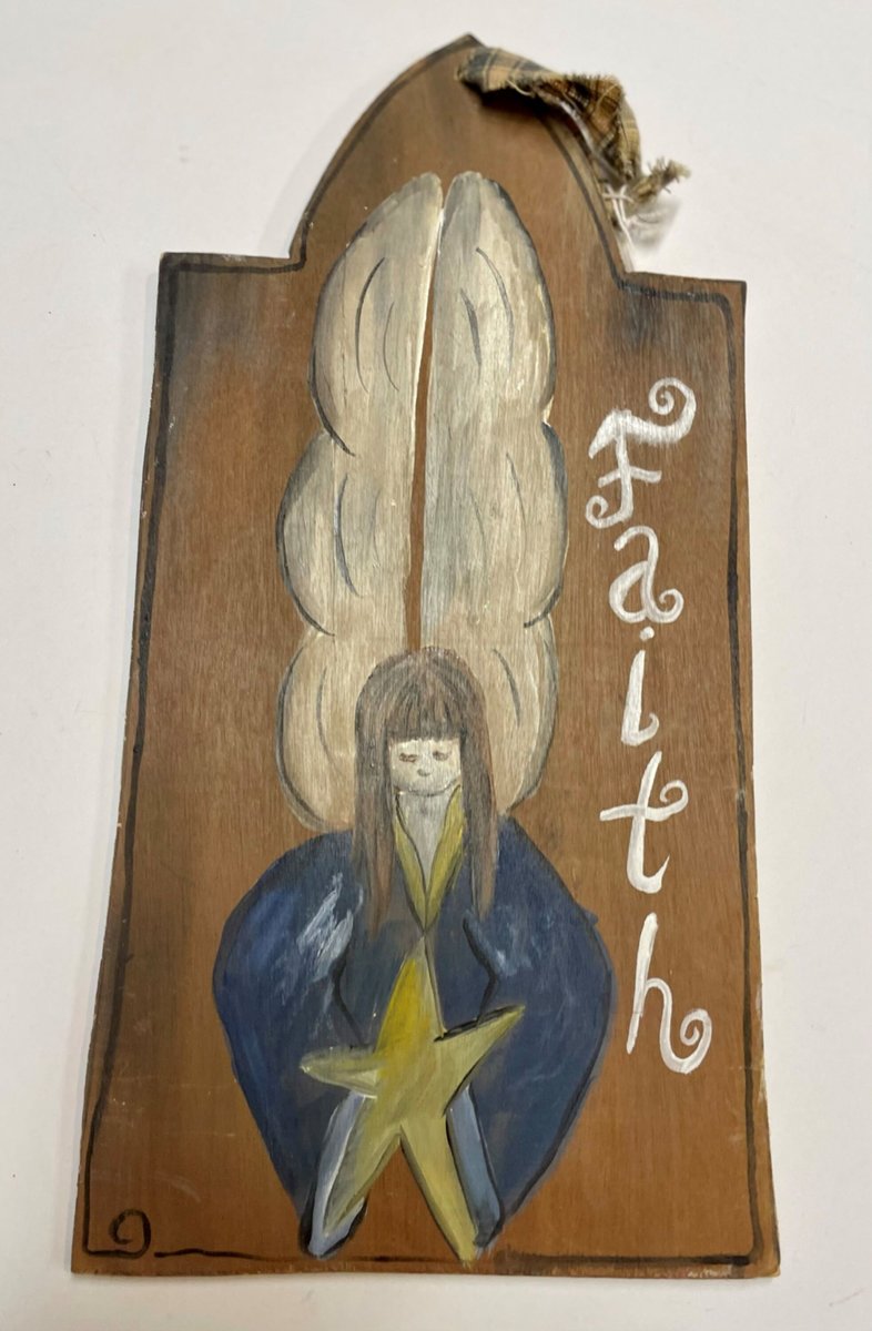 Faith Angel Wooden Prim Painted Sign