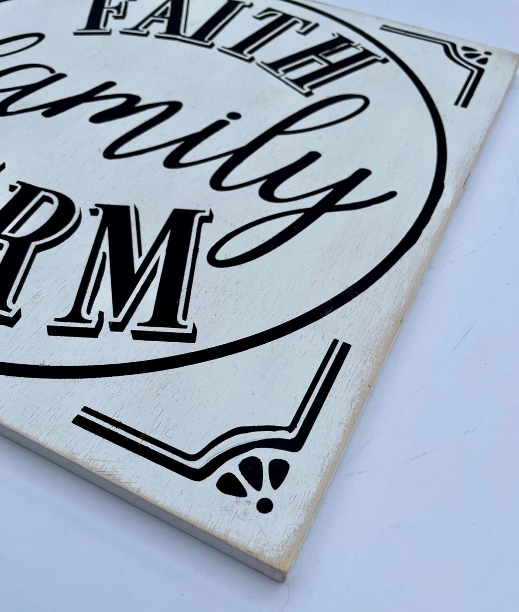 Faith Family Farm Painted Wooden Sign Decor