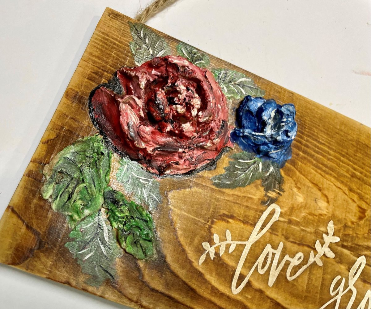 Love Grows Here Raised Flower Wood Hanging Sign