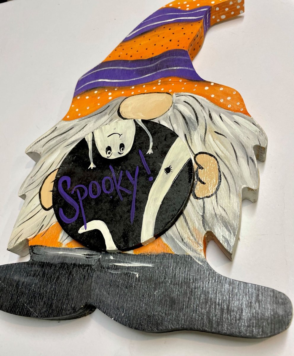 Spooky Gnome Halloween Wood Sign Shelf Sitter