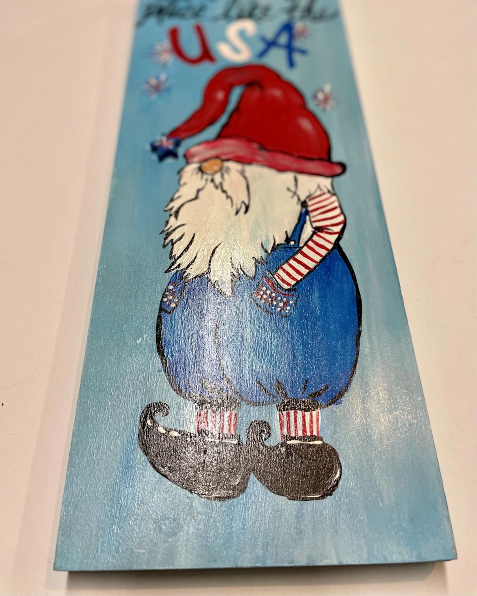 Gnome Place like the USA 4th of July Wooden Sign