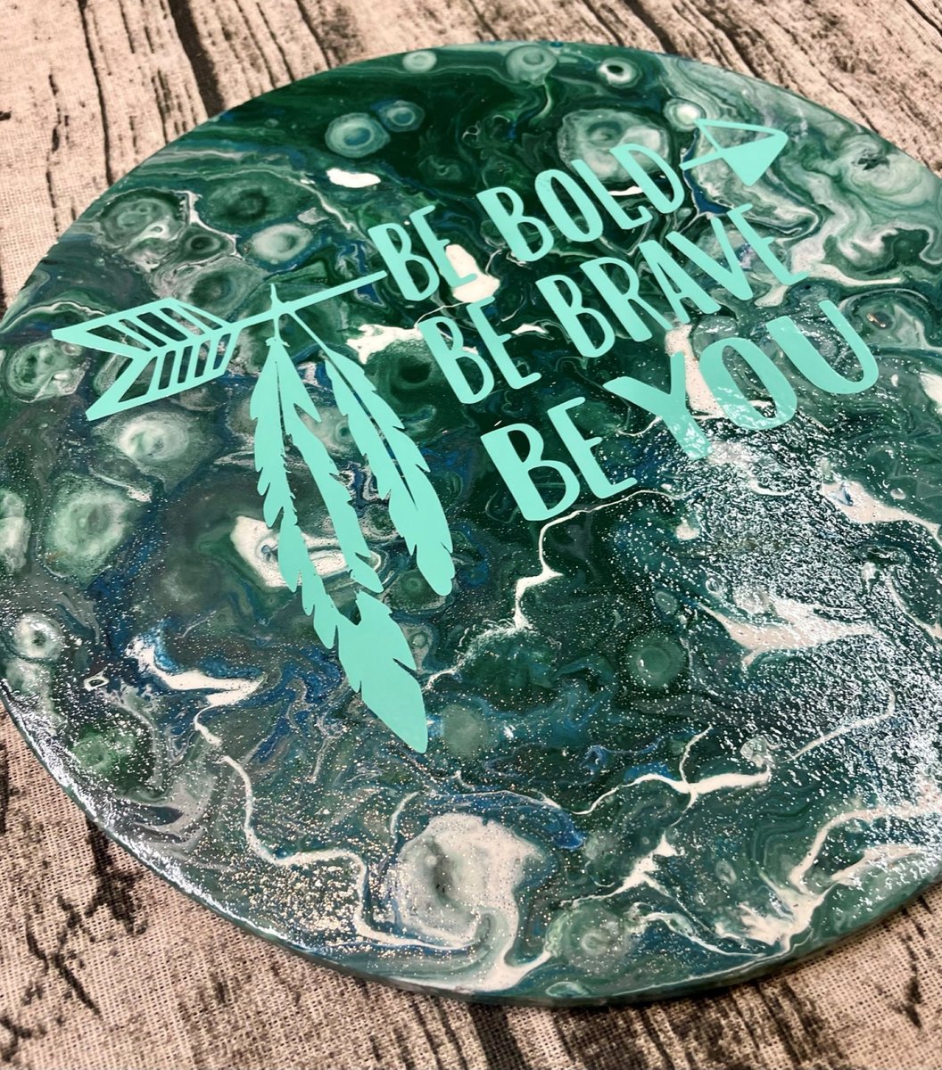 Be Bold Flow Painting Blue Green Circle