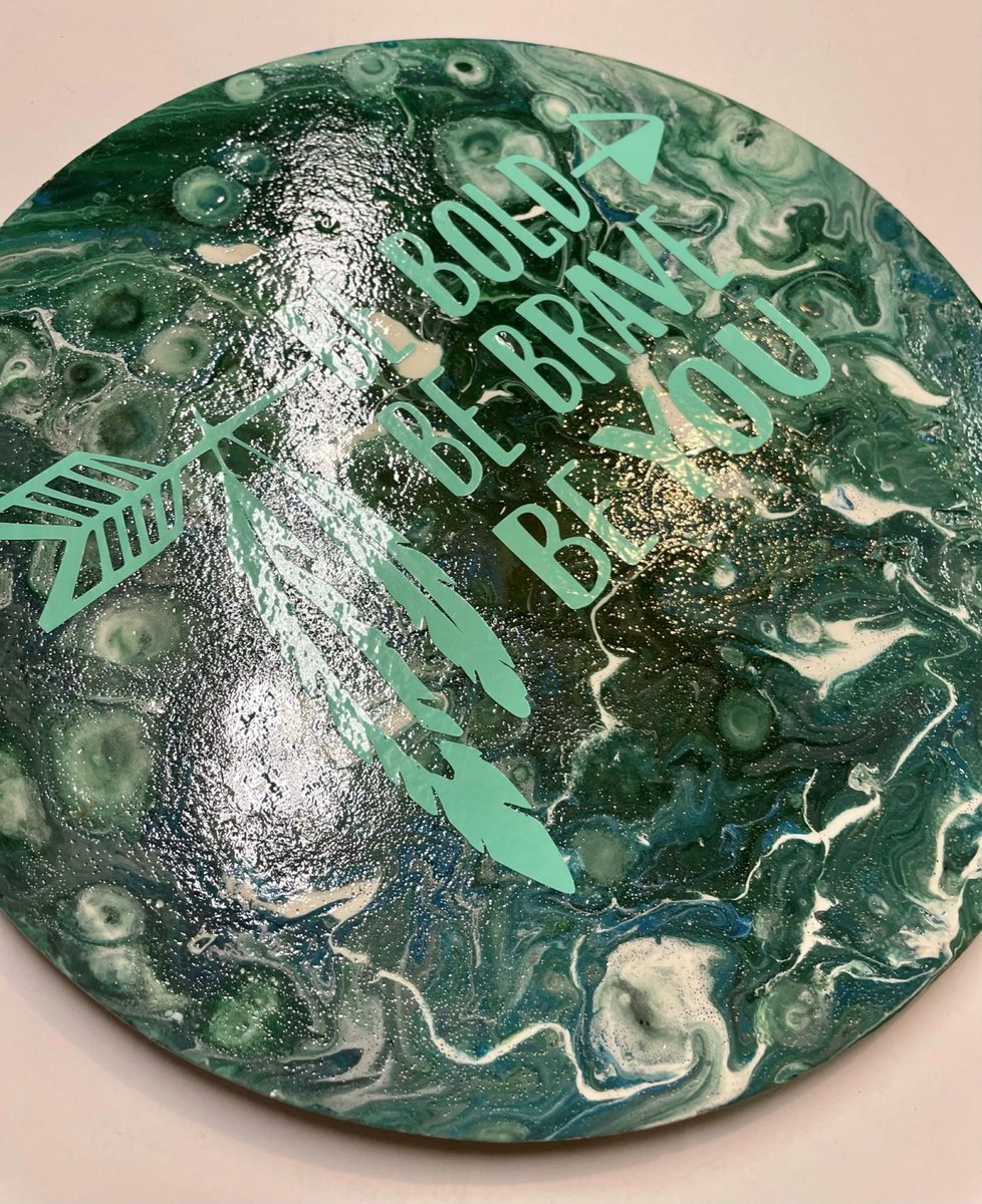 Be Bold Flow Painting Blue Green Circle