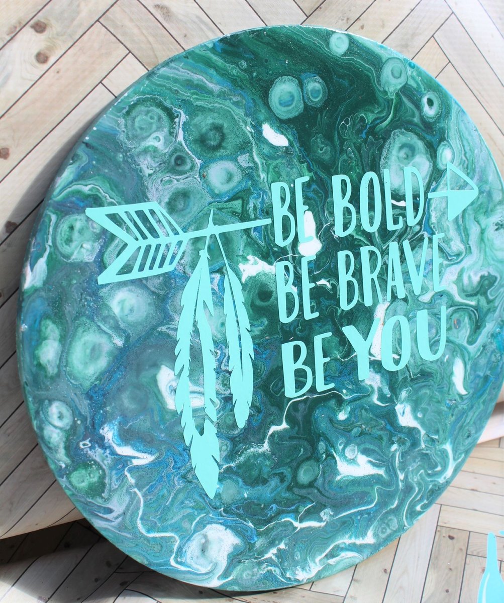 Be Bold Flow Painting Blue Green Circle