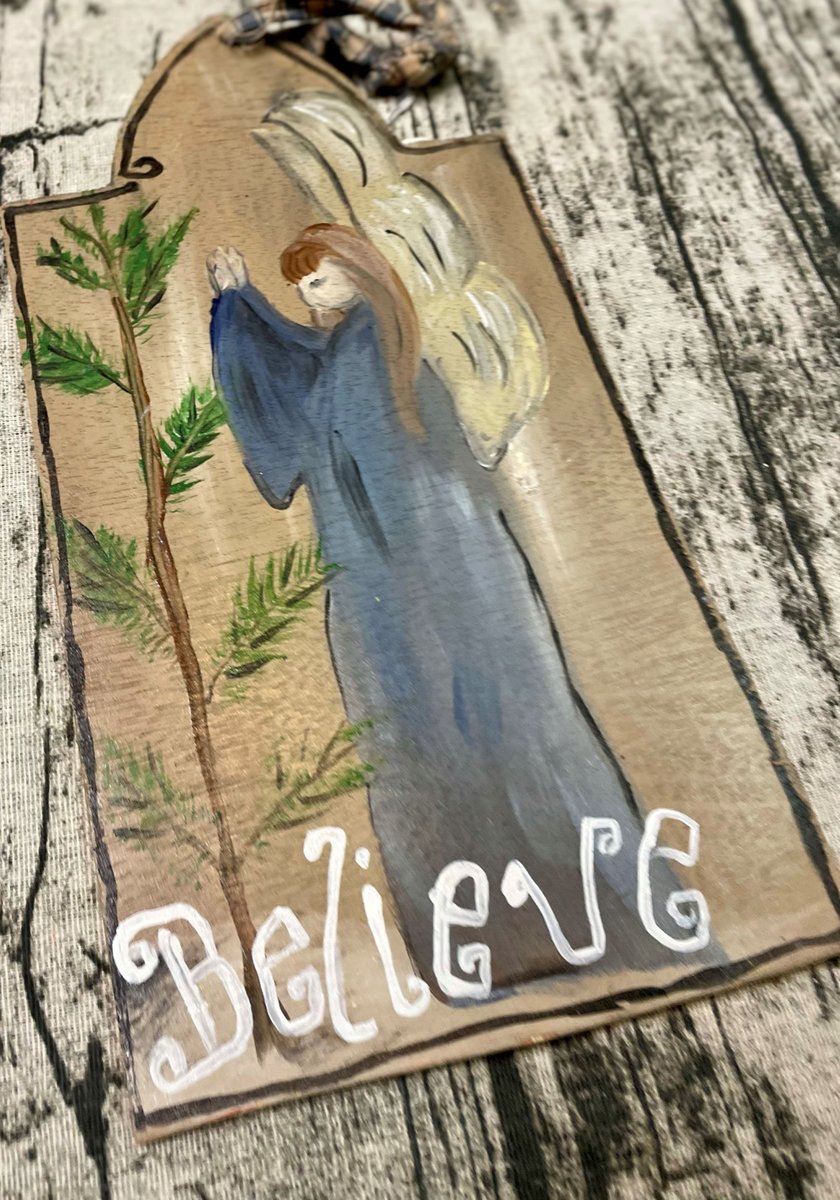 Angel Believe Wooden Painted Sign