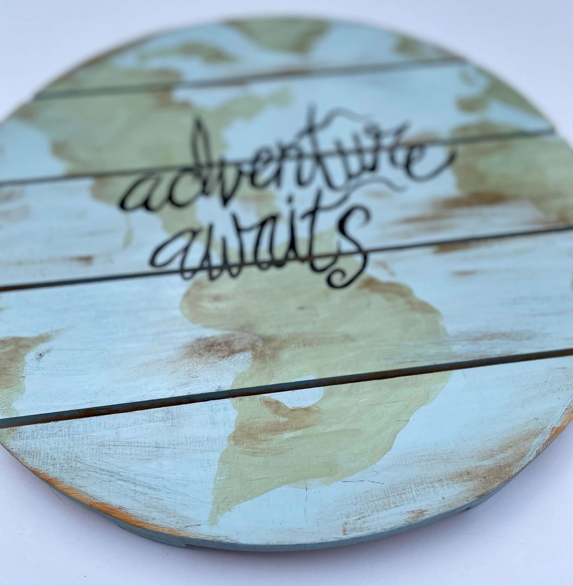 Adventure Awaits World Globe Wooden Sign Decor