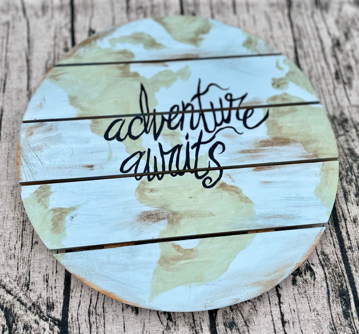 Adventure Awaits World Globe Wooden Sign Decor