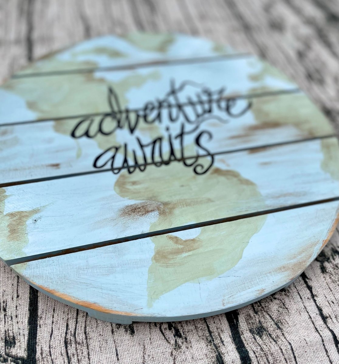 Adventure Awaits World Globe Wooden Sign Decor