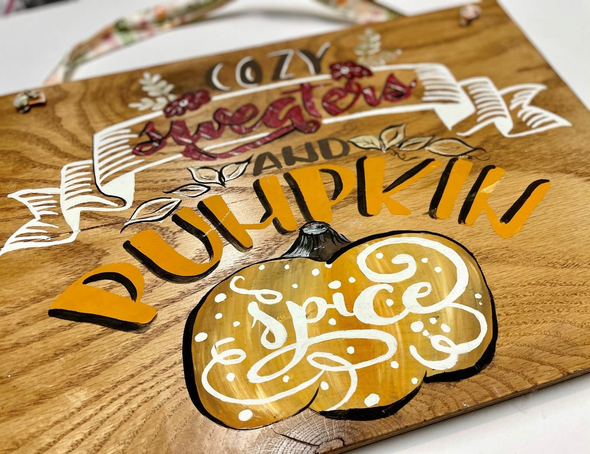 Cozy Sweaters and Pumpkin Spice Hand Painted Wooden Sign Decor