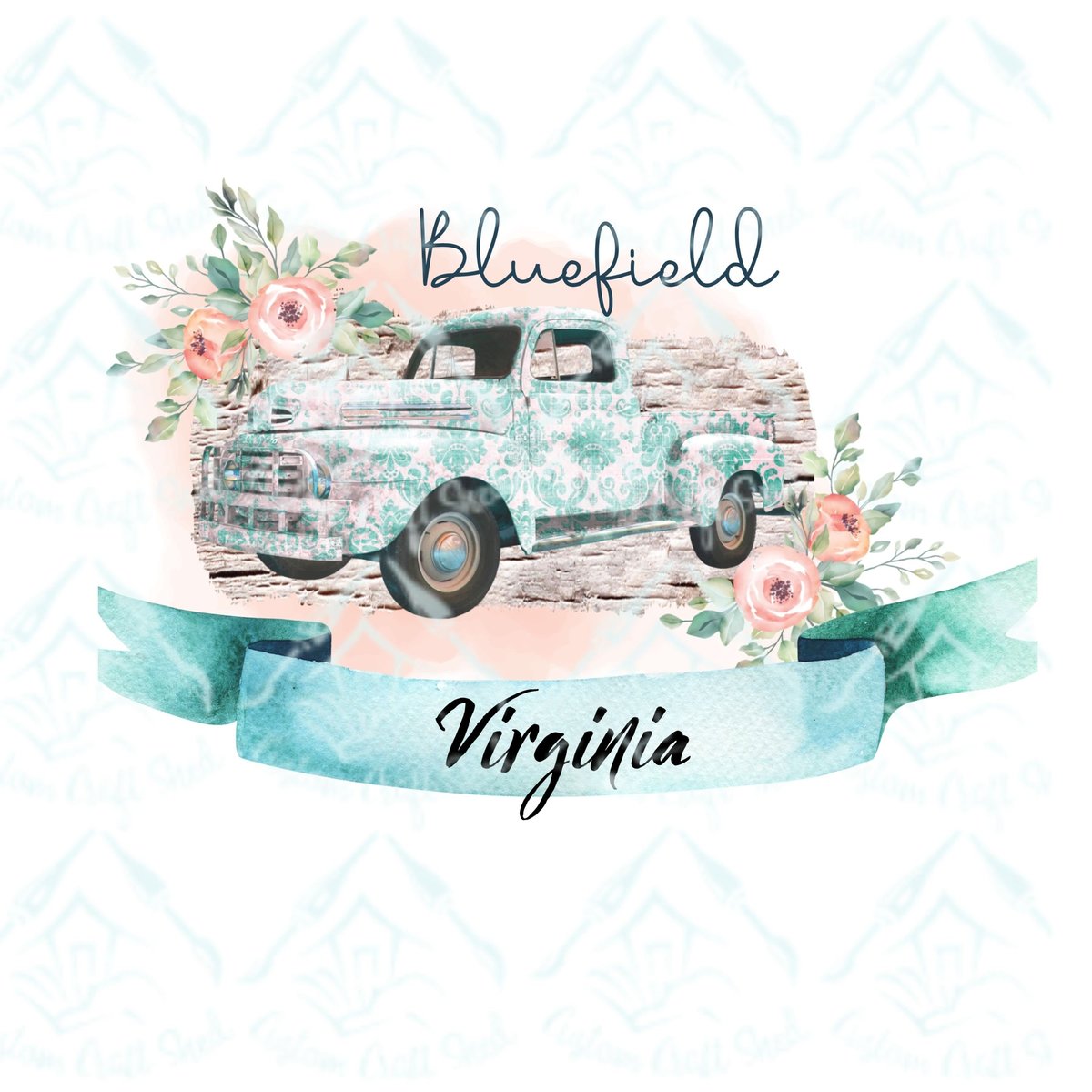 Bluefield Va/Teal Truck/Virginia/Digital Designs/Sublimation/PNG