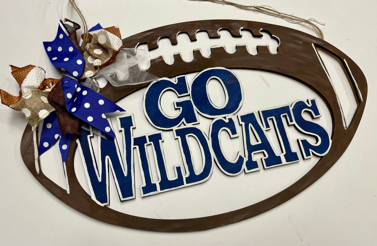 Wildcats Football Door Hanger – Handmade School Spirit Team Décor