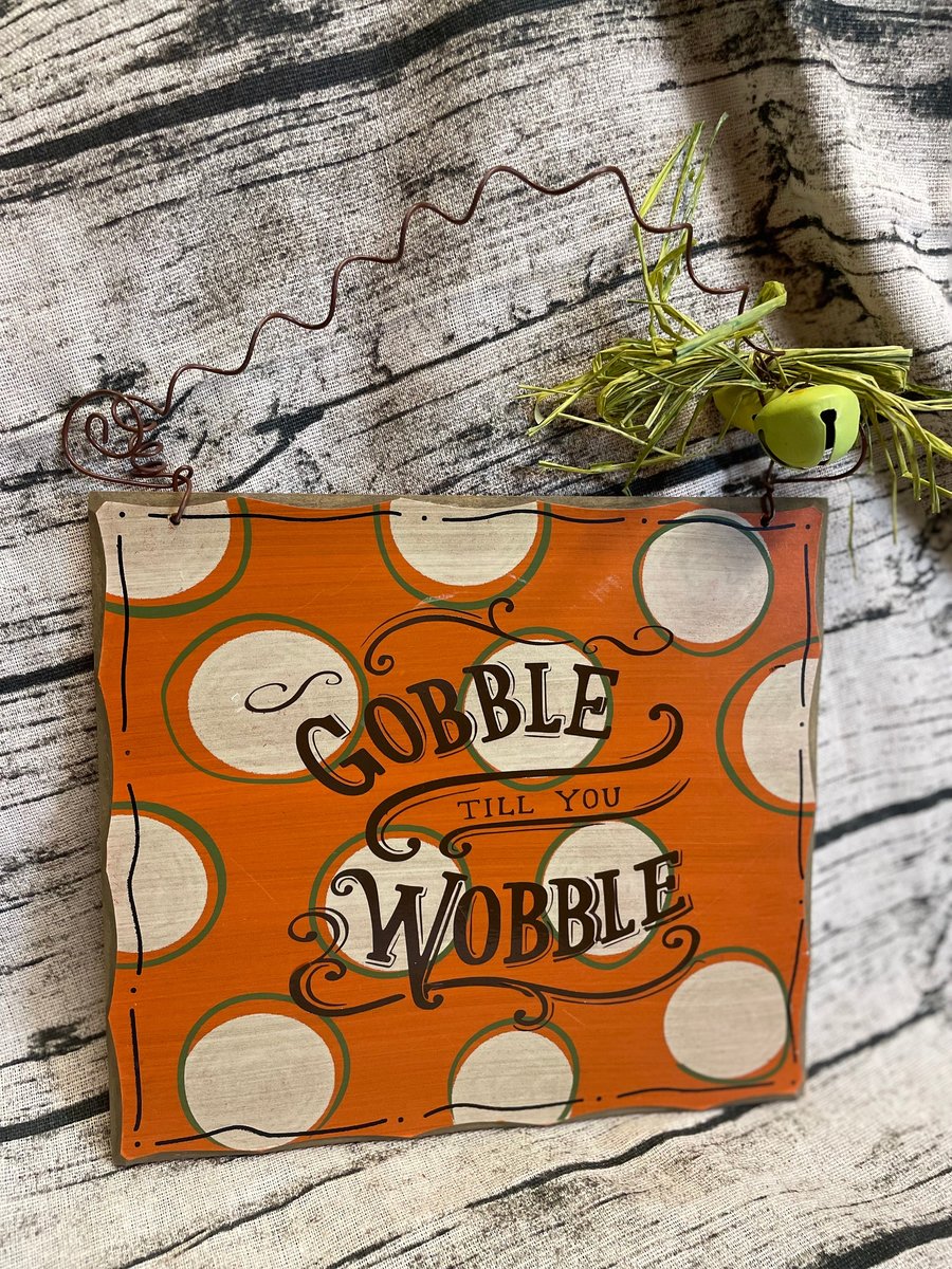 Cream and Orange Polka Dot Holiday Fall Thanksgiving Sign Decor