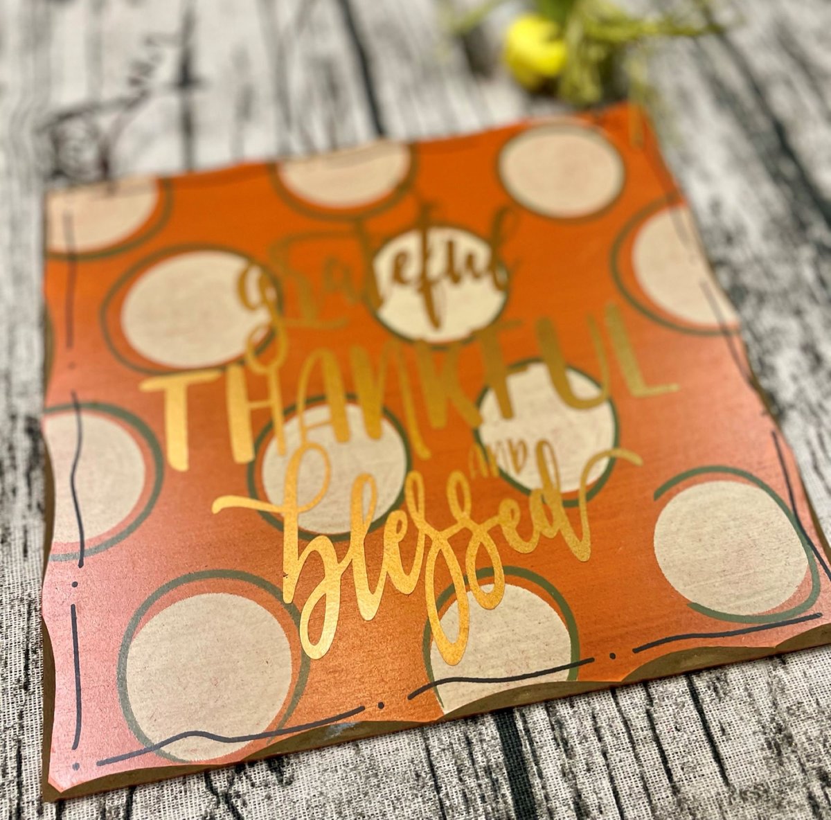 Cream and Orange Polka Dot Holiday Fall Thanksgiving Sign Decor