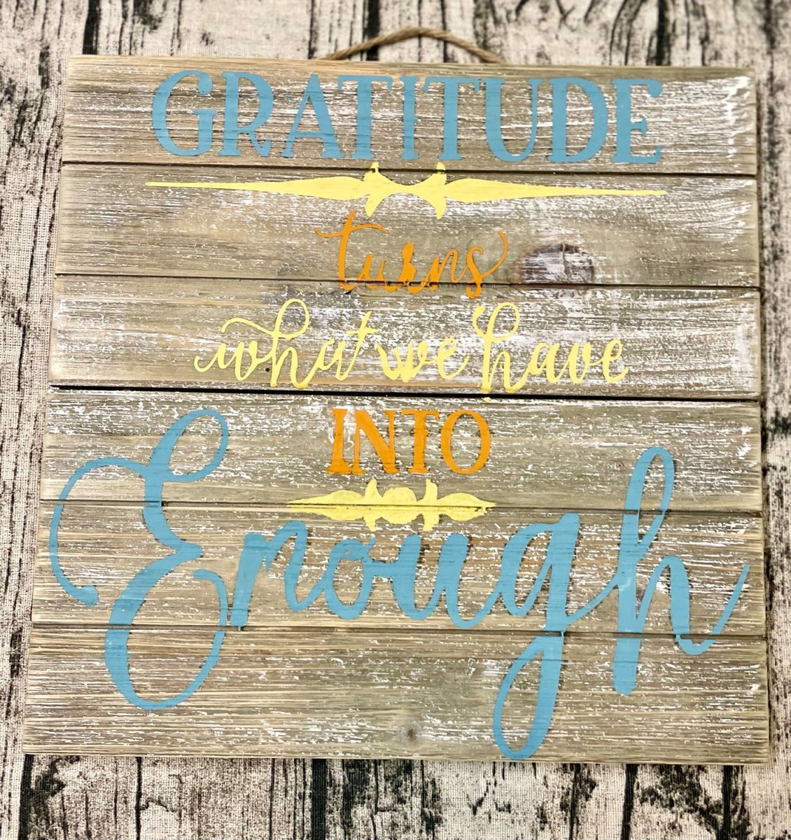 White Wash Wooden Hand Painted Gratitude Sign Decor
