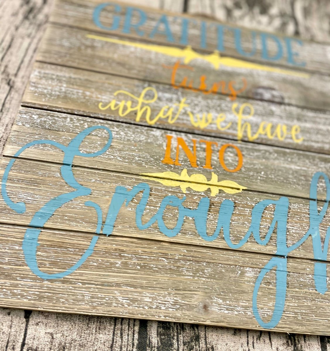 White Wash Wooden Hand Painted Gratitude Sign Decor