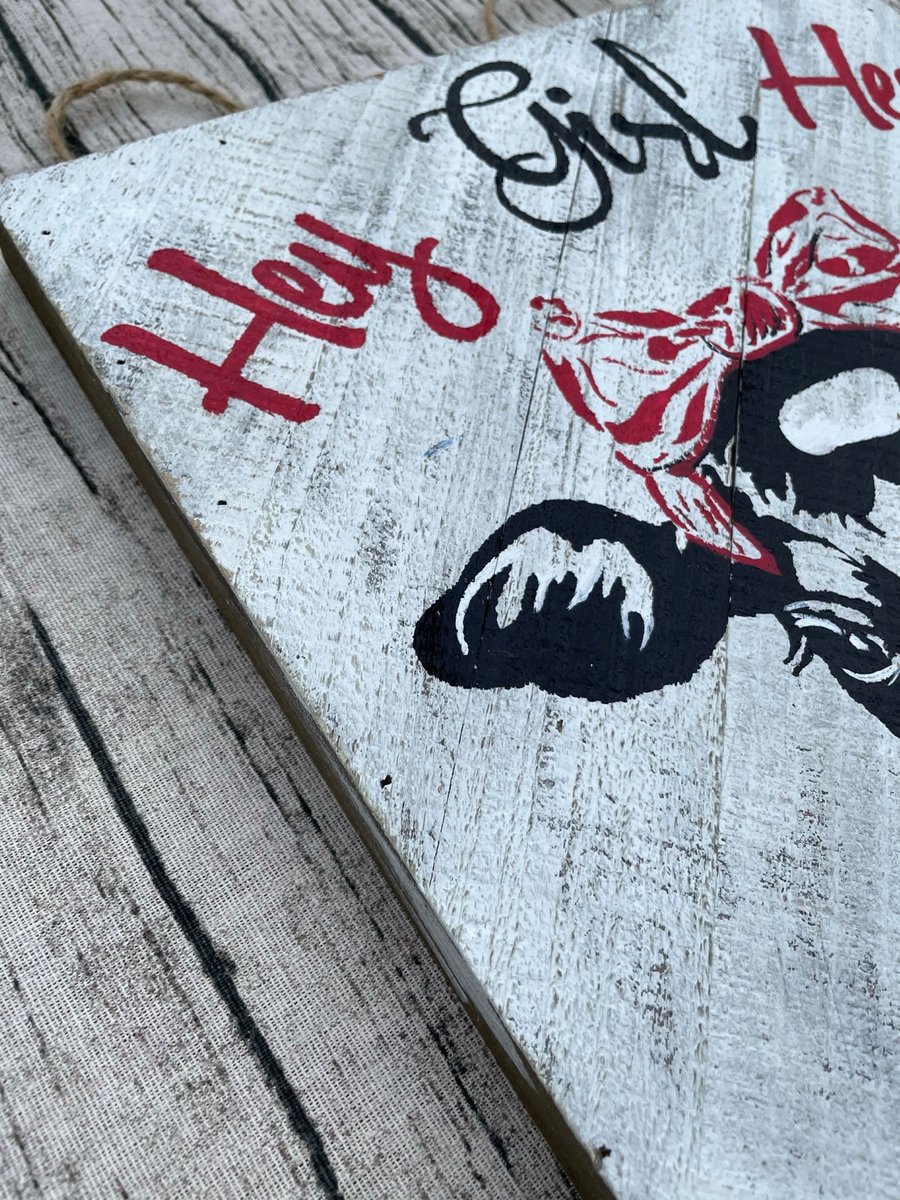 Hey Girl Hey Red Bandana Cow Wooden Decor Door Sign