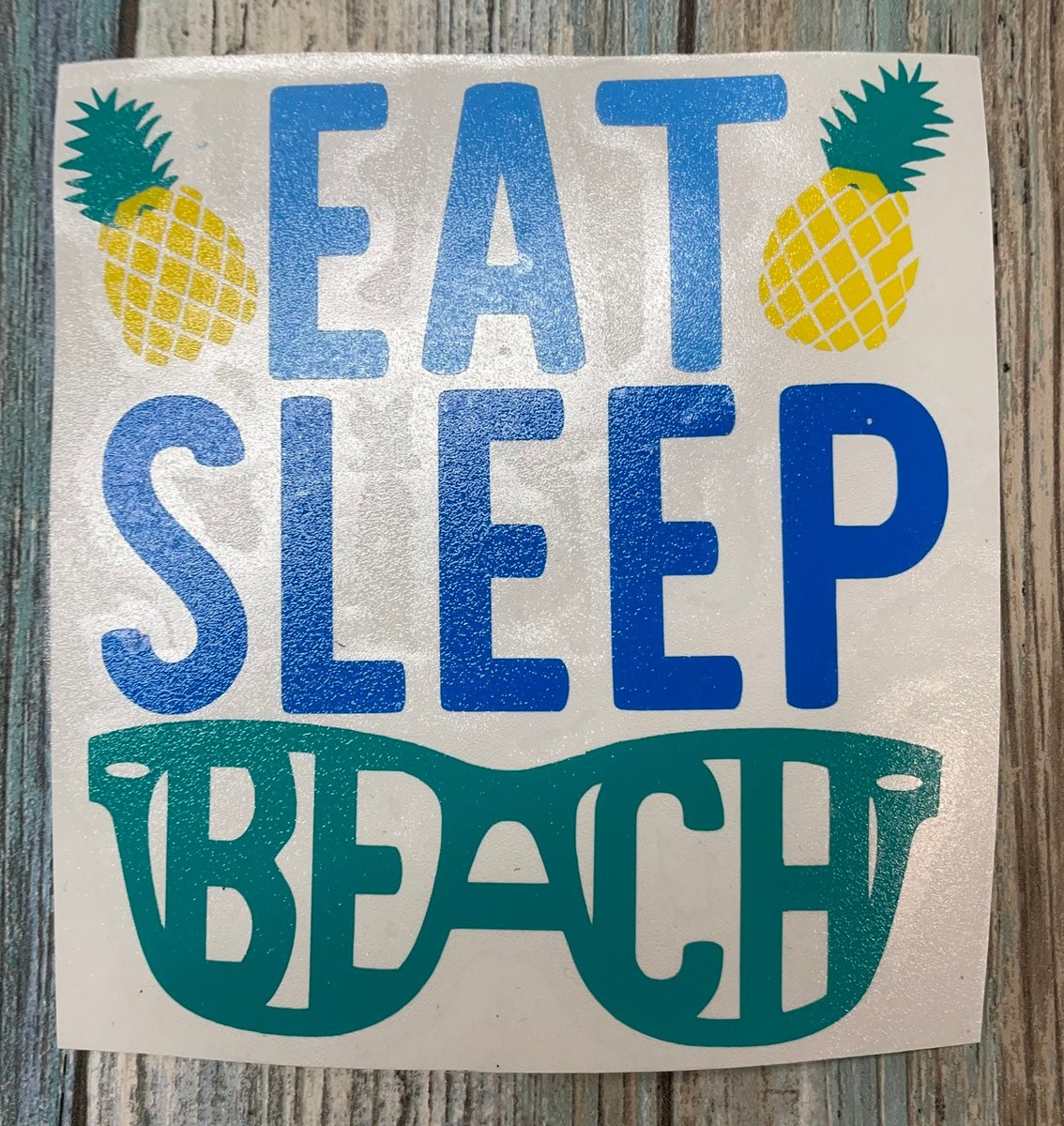 Eat Sleep Beach 4.75"x4.50" Custom Decal Laptop Cup Auto Window Mirror Locker