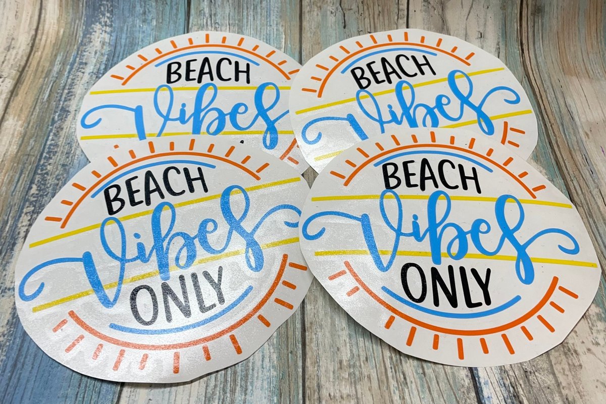 Beach Vibes Only 5 1/4" Round Custom Decal Laptop Cup Auto Window Mirror Locker