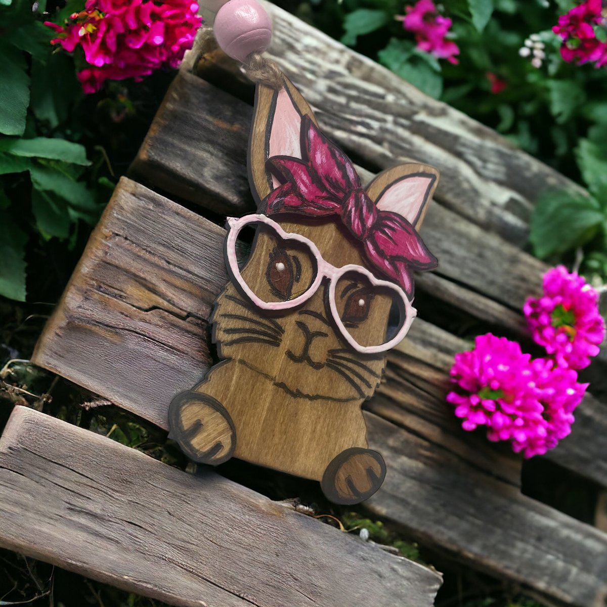 Cool Hip Bunny Glasses Bow Scarf Custom Basket Ornament Tag